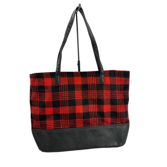 Dressbarn Women's Red & Black Plaid Large Bag - Picture 2 of 5
